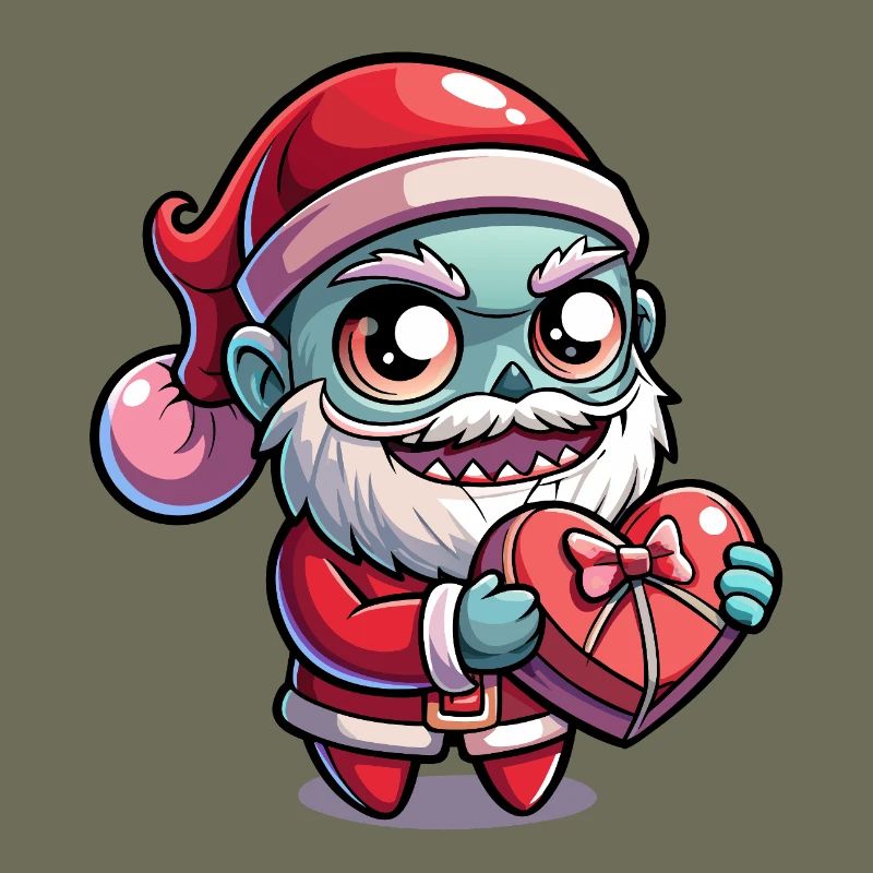 Weihnachtsmann-Zombie mit Herzgeschenk