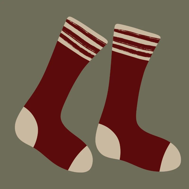Maroon Striped Toe Socks