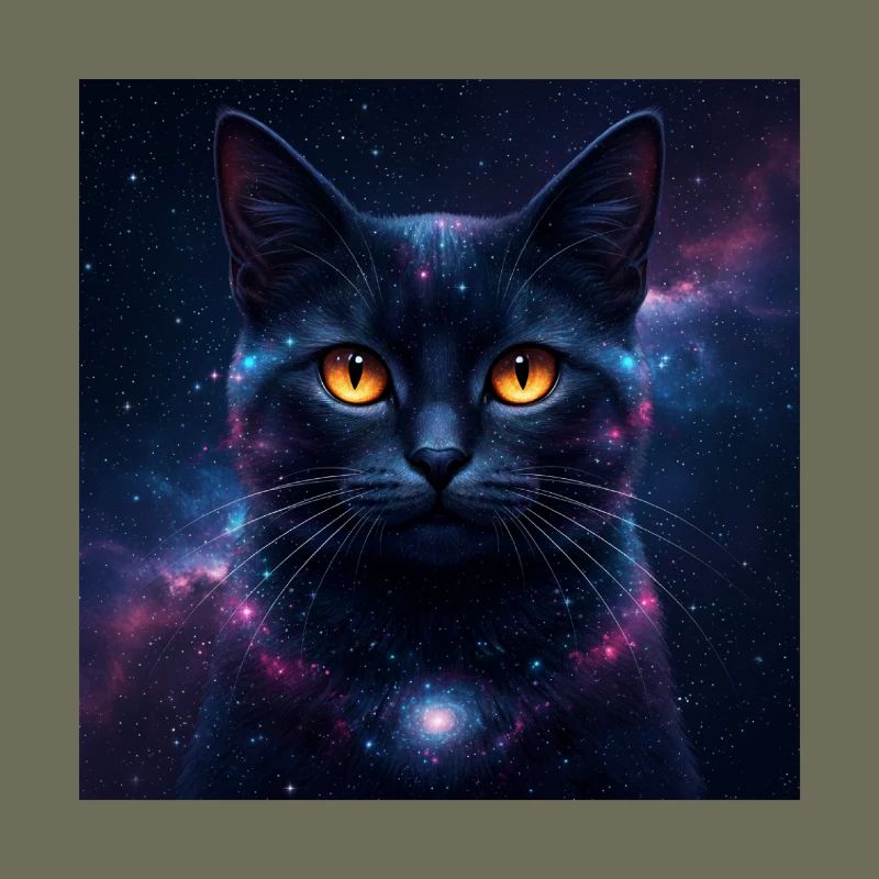 Galaxy Cat Kitten Face Nebula Eyes Space Kitty Art