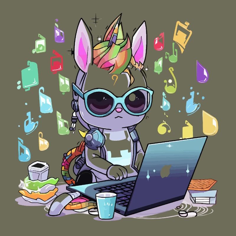Unicorn tech gamer in creative studio