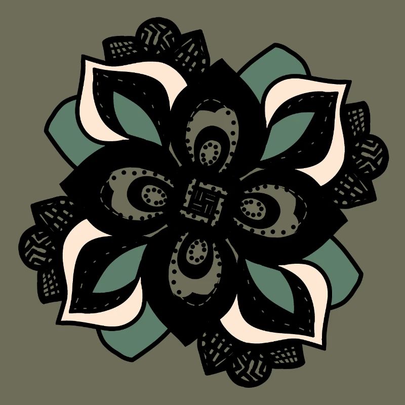 Mandala Fleur Pêche Verte