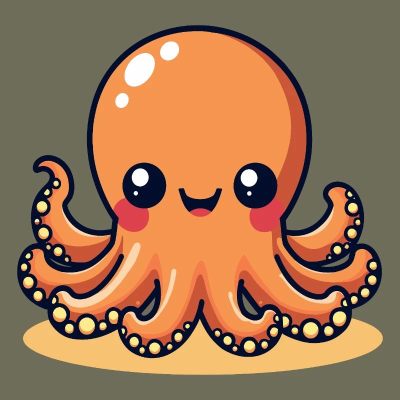 Cute Squid Smiling Octopus Kawaii