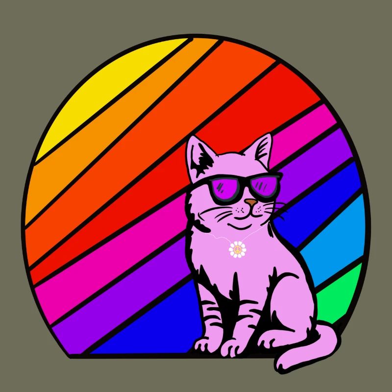 Rainbow cat with sunglasses