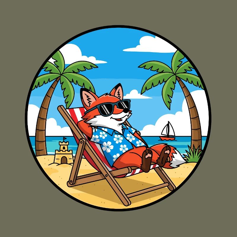 Cool Fox Beach Vacation Summer Vibes