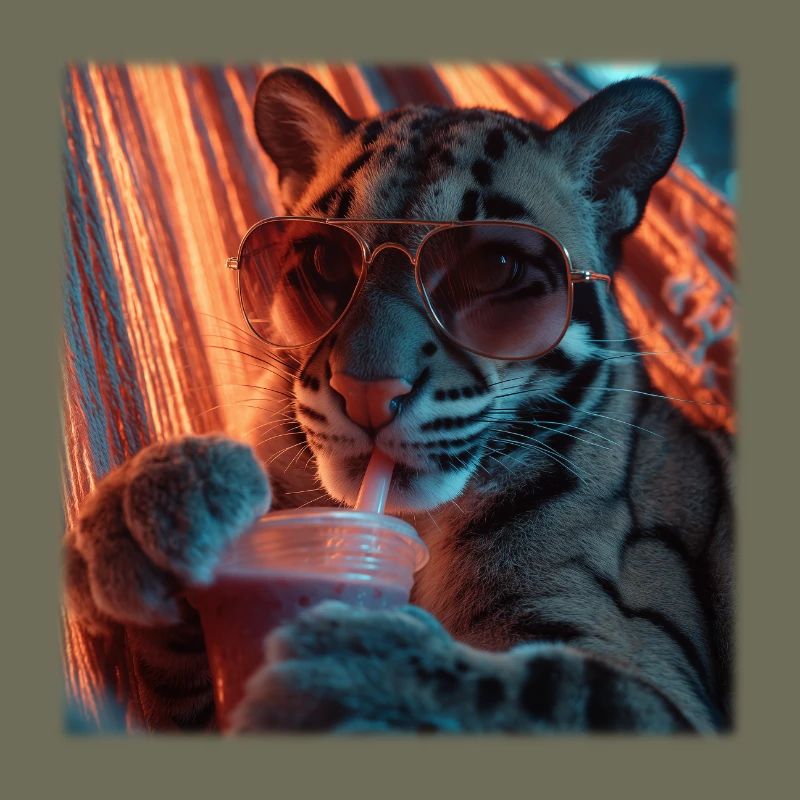 Chill Clouded Leopard Neon Hammock Design