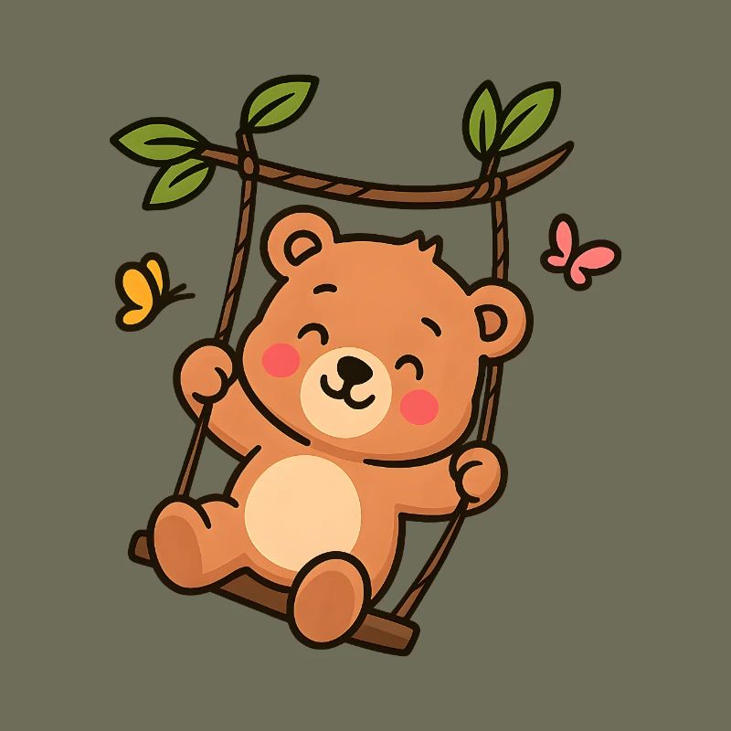 Little bear on swing