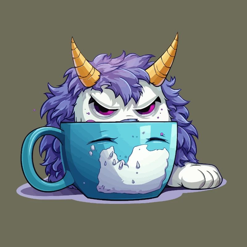 Grummel-Monster im Kaffeebecher