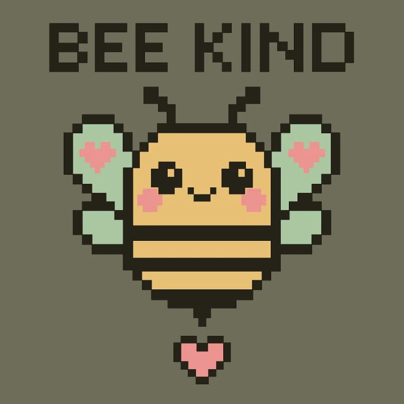 Bee Kind - Pixelbiene mit Herzchen