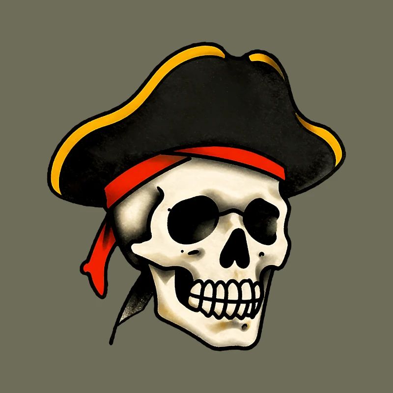 Crâne de pirate tatoué classique