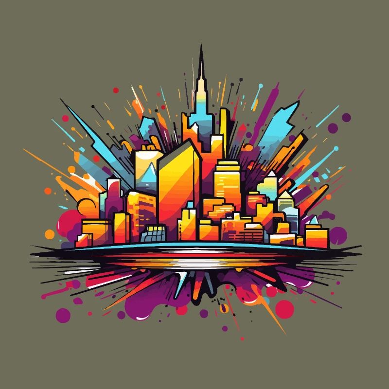 Bunte Stadtsilhouette Explosion