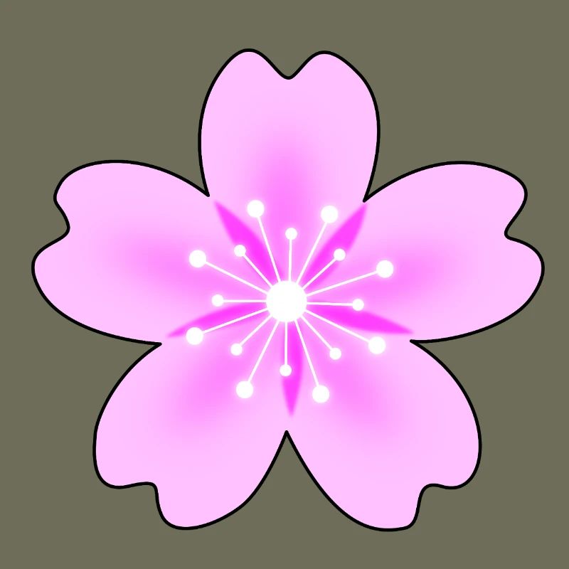 Pinke Blüte mit Neonstrahlen