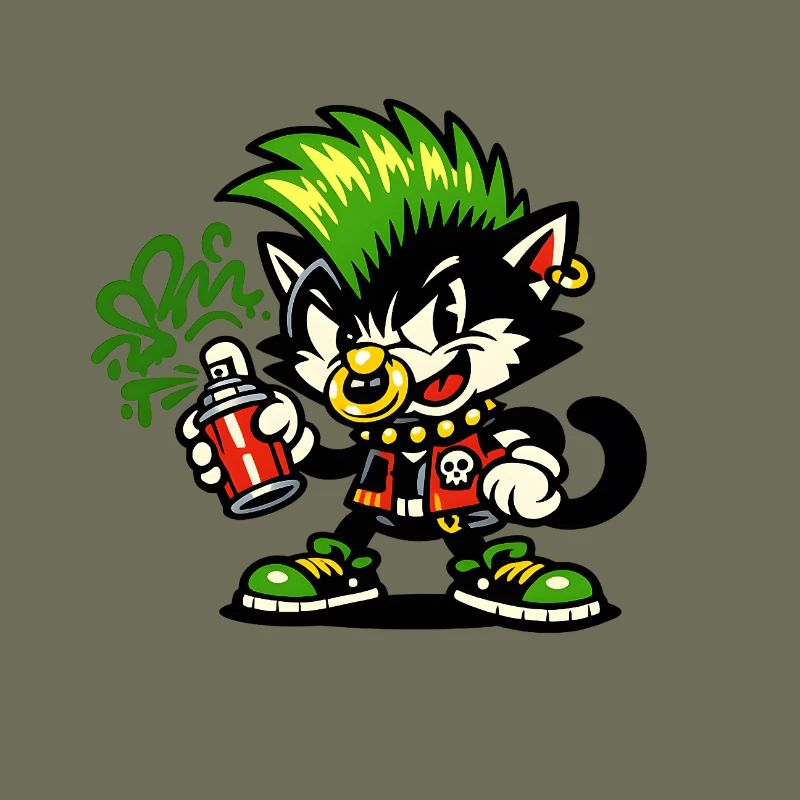 Punk Cat Graffiti Sprayer