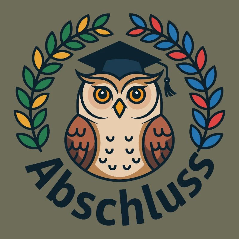 Abschluss-Eule mit Kranz und Mütze