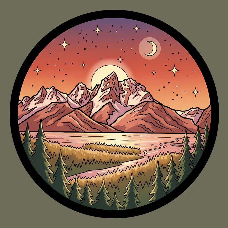 Moonlight Mountains Round Patch
