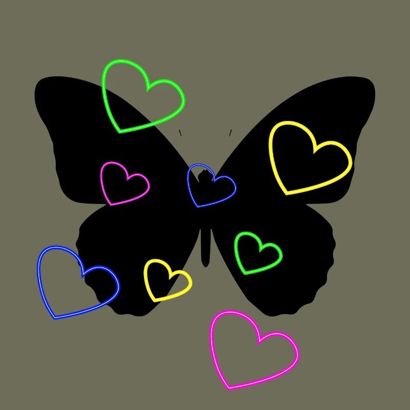 Multicolor Neon Hearts on Butterfly