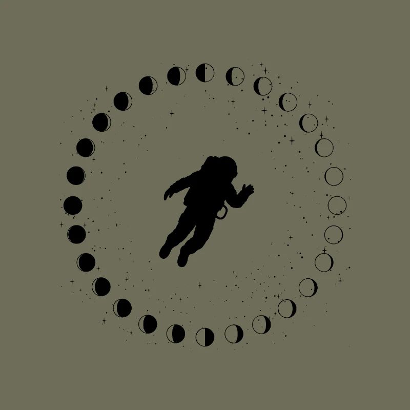 Astronaut mit Mondphasen und Sternen
