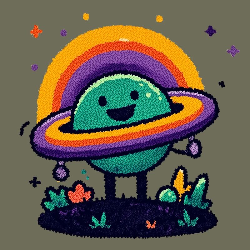 Bunter Planet mit Ring