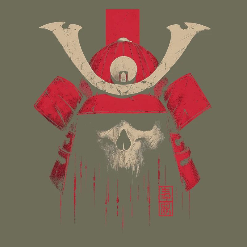 Blutroter Samurai Schädel
