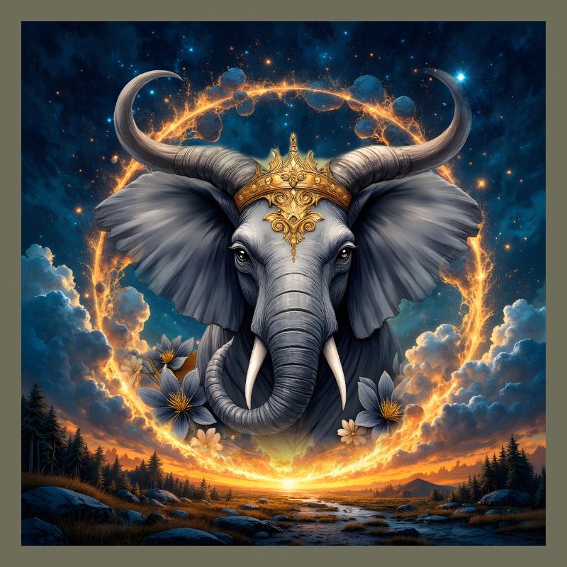Éléphant Céleste à la Couronne d’Or