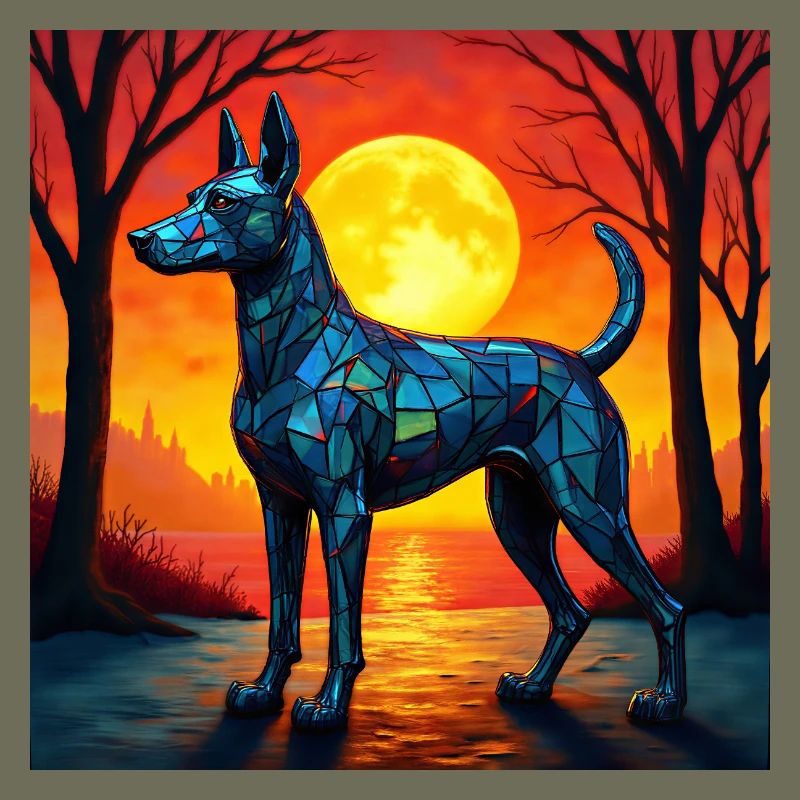 Moonlit Night Polygon Wolf