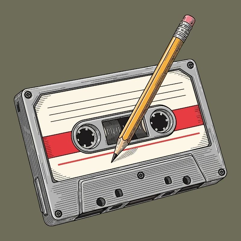 Analogkassette mit Bleistift