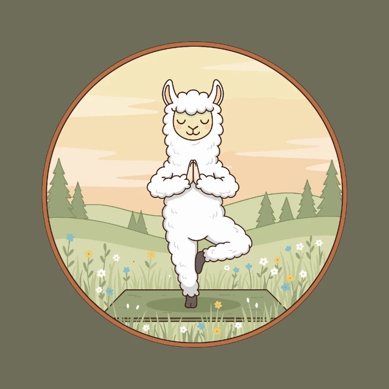 Yoga Llama Alpaca Doing Tree Pose
