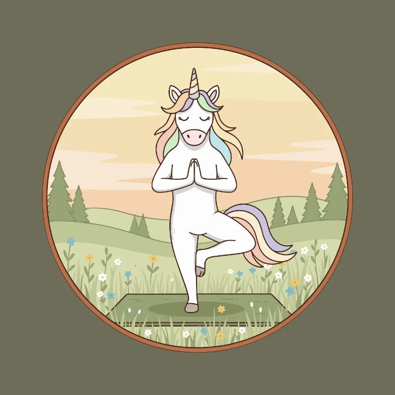 Yoga Unicorn Magical Doing Tree Pose