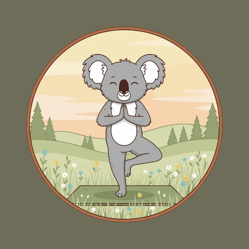Yoga Koala Bear Doing Tree Pose Art