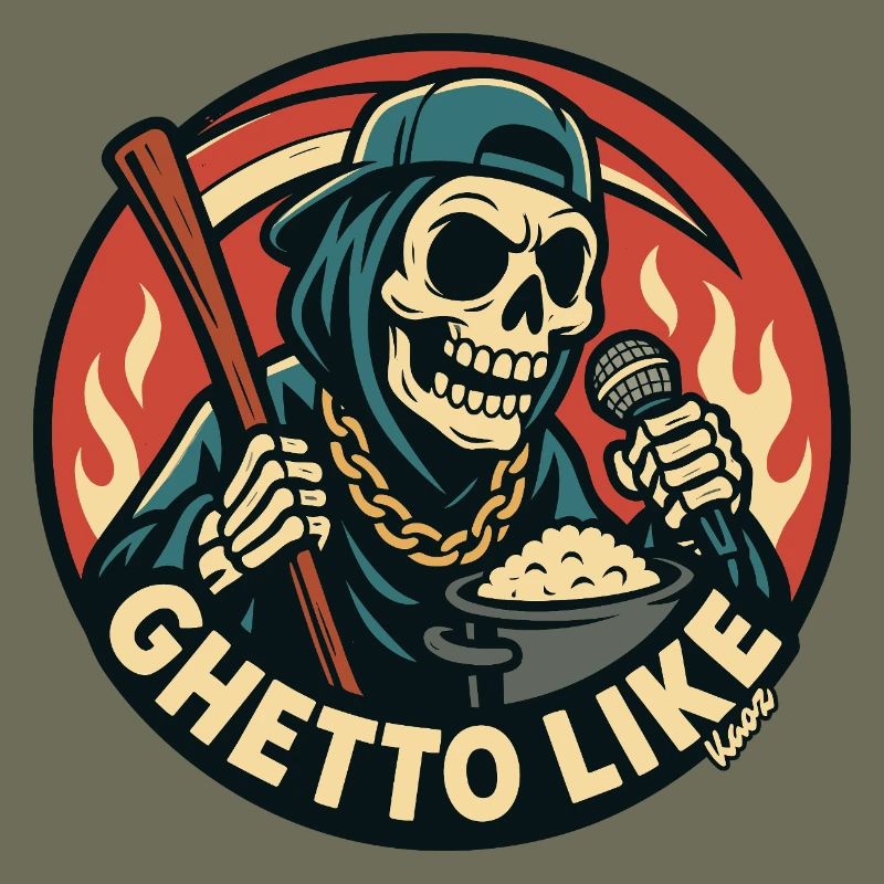 Skeleton with Microphone and Ghetto Like