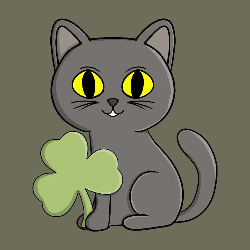 Charme trèfle trèfle chat gris