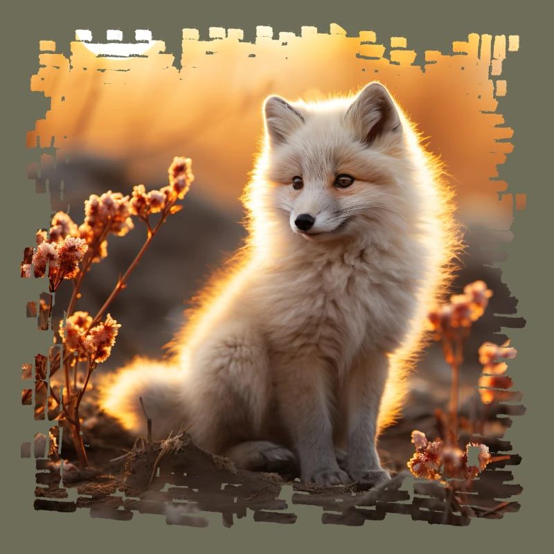 Polarfuchs im Sobbebuntergang