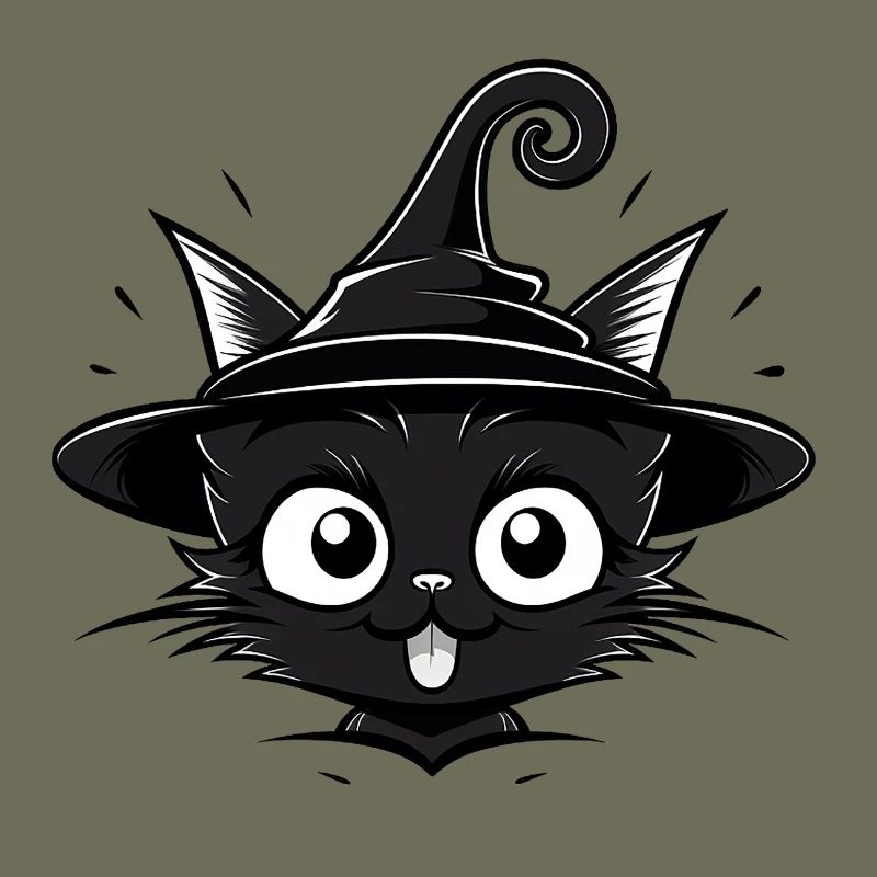 Sorcière Chat Noir avec Chapeau de Sorcière - Chat