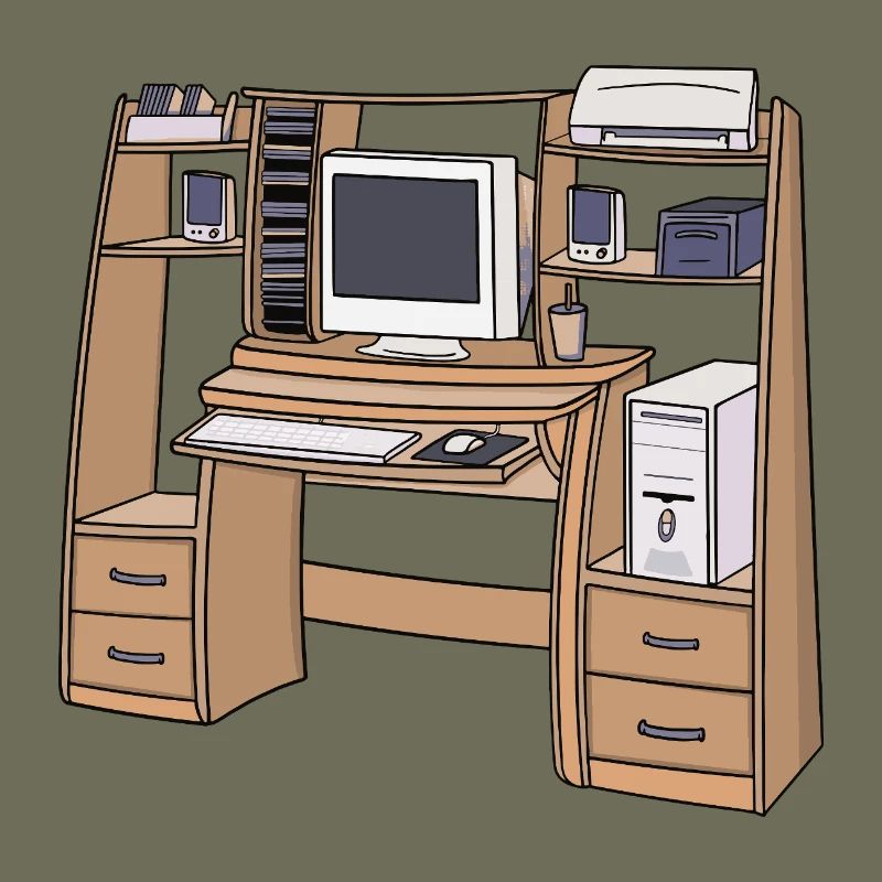 Installation rétro de bureau d’ordinateur dans les années 90 et 2000 Nostalgique