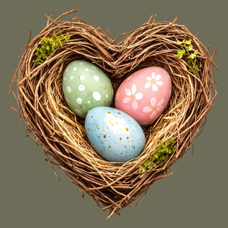 Herzförmiges Osternest mit Eiern