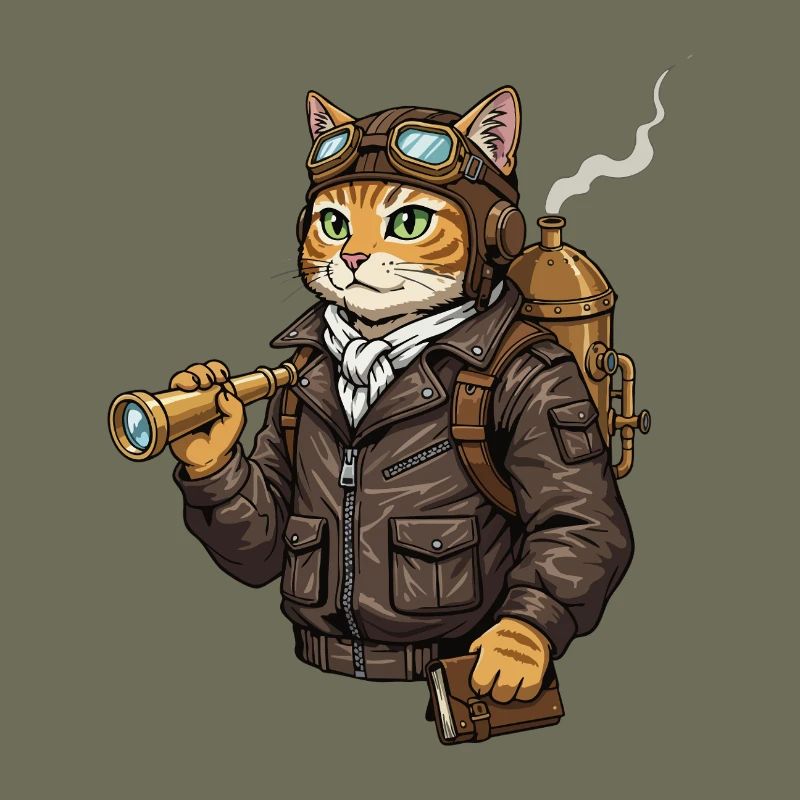 Cat Aviator Steampunk Explorer Curiosity