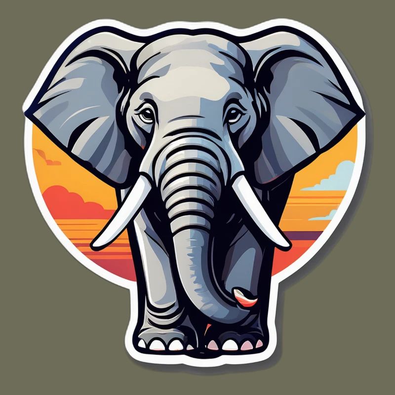 Elephant Sunset Decal