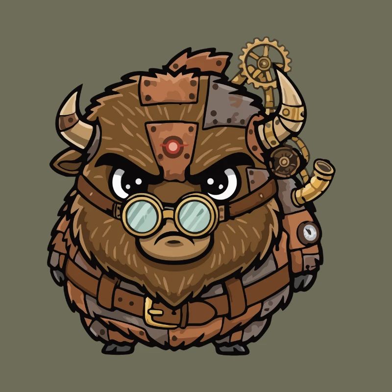 Bison Steampunk Cyborg Armor Gears