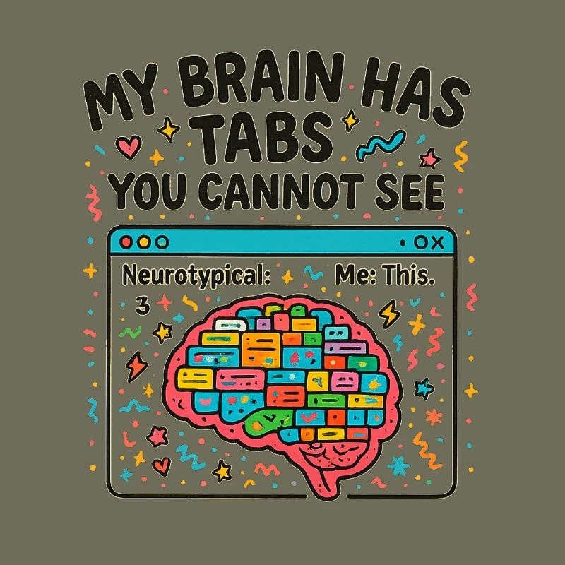 Colorful brain with hidden tabs