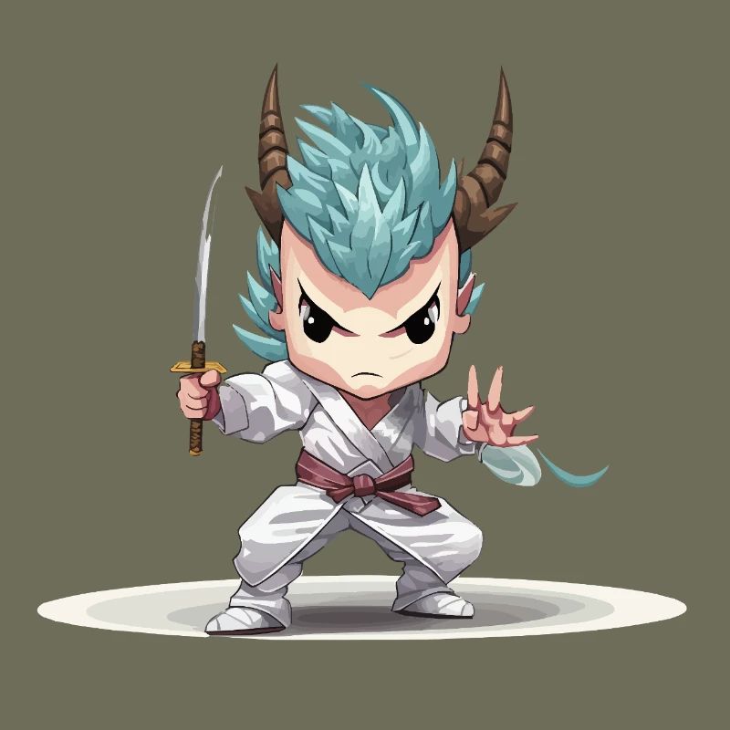 Chibi Warrior with Katana