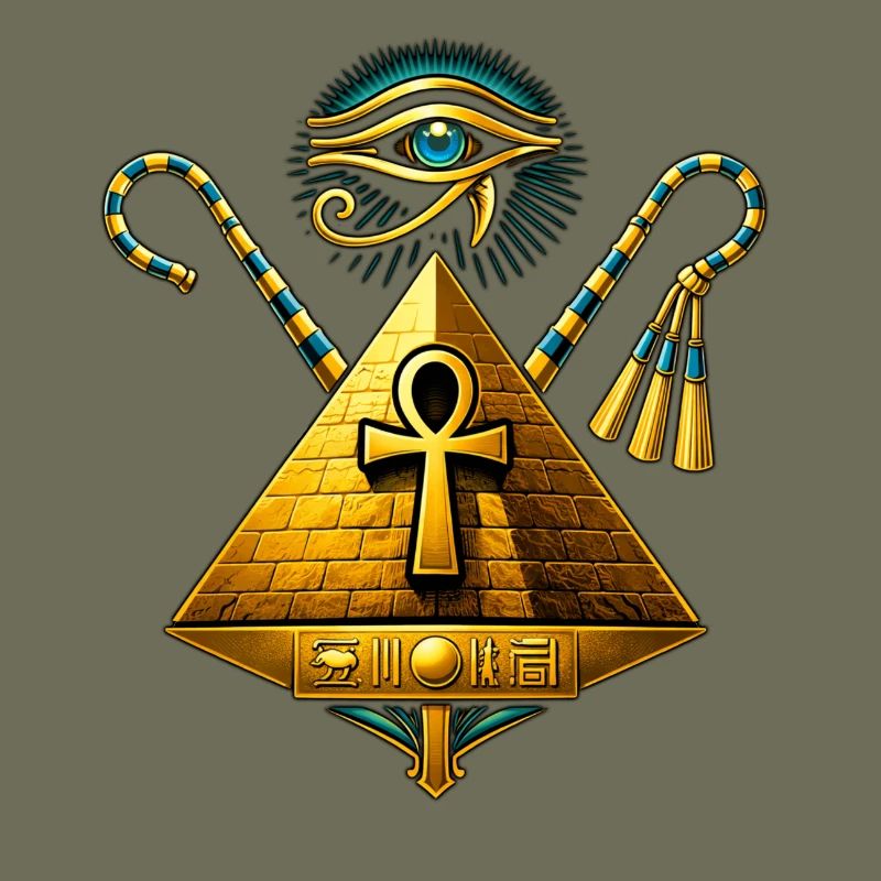 Pyramide Ankh et Œil d'Horus Doré