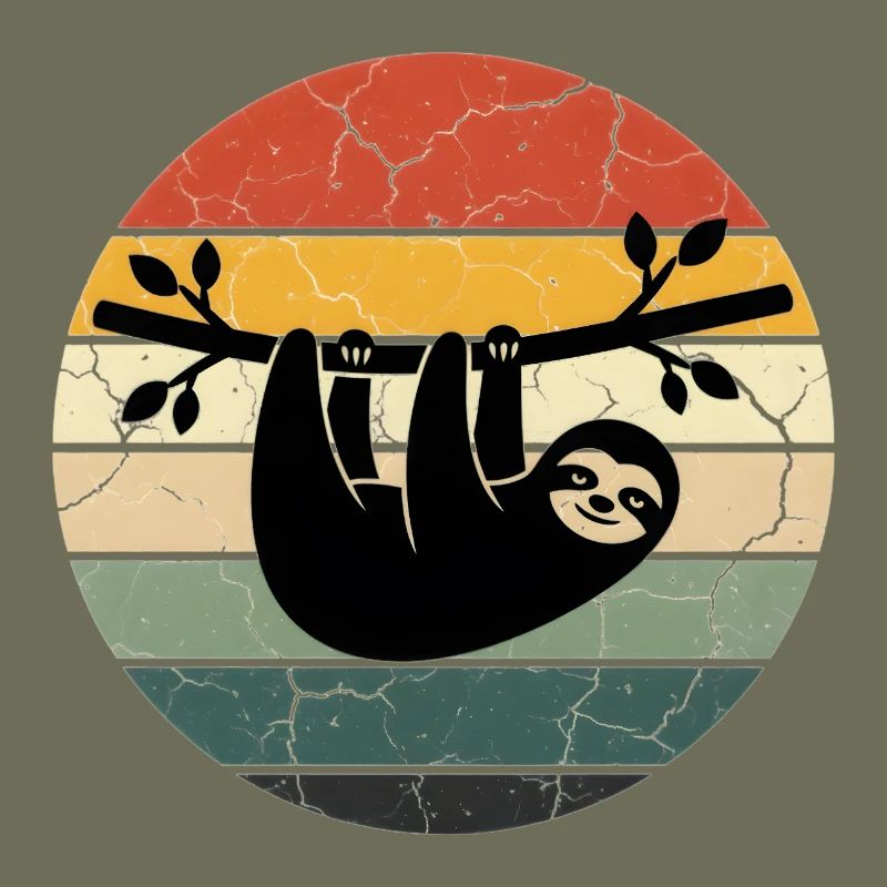 Sloth Gift Retro Design Sunset