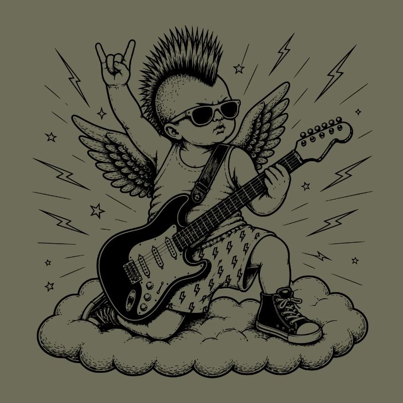 Punk Cherub mit E-Gitarre