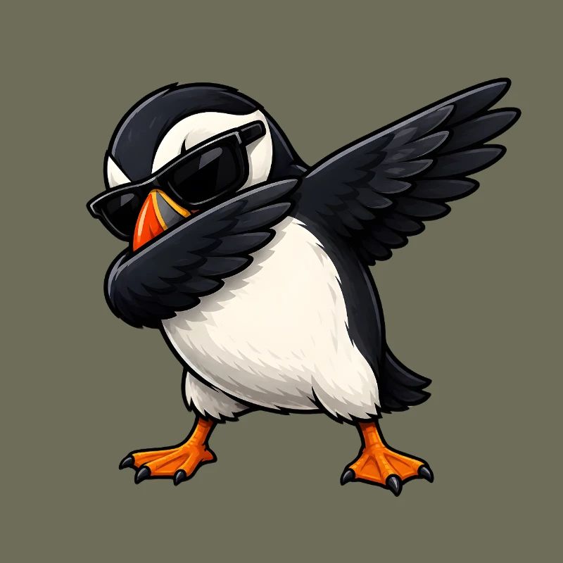 Dabbing puffins