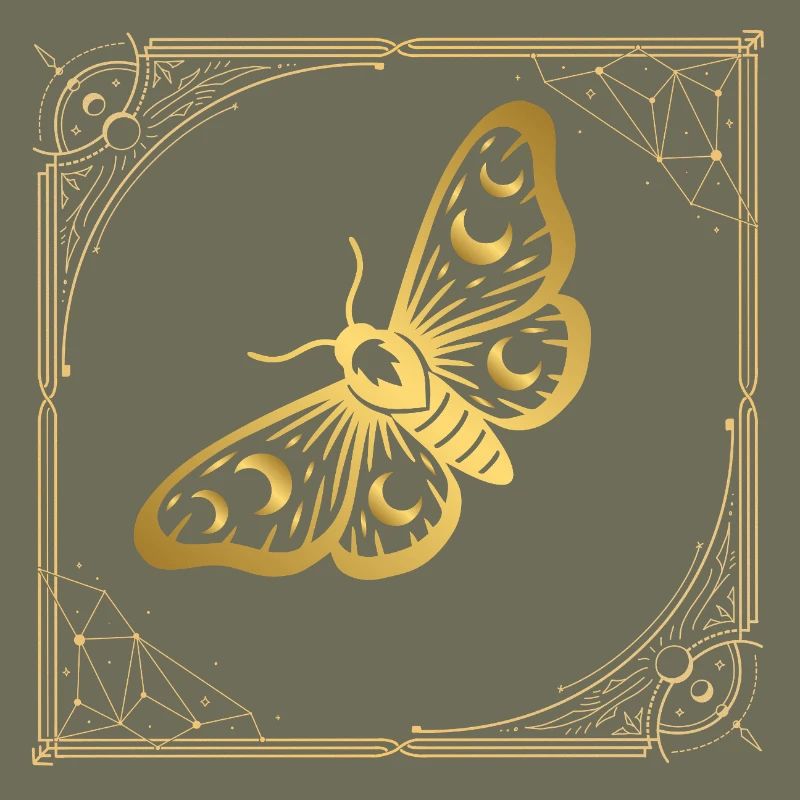 Papillon doré dans un cadre Art déco