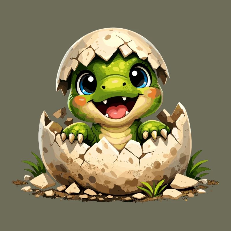 Un petit dinosaure mignon éclot de l’œuf