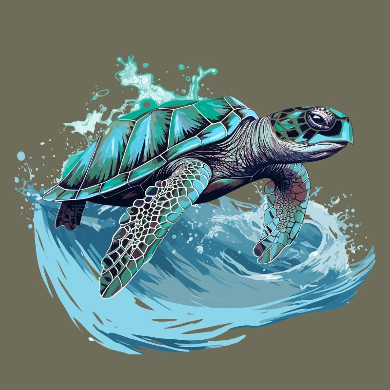 Neon Sea Turtle Wave Dance