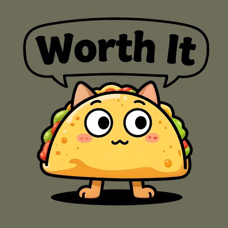 Chat taco expressif – meme “Worth It”