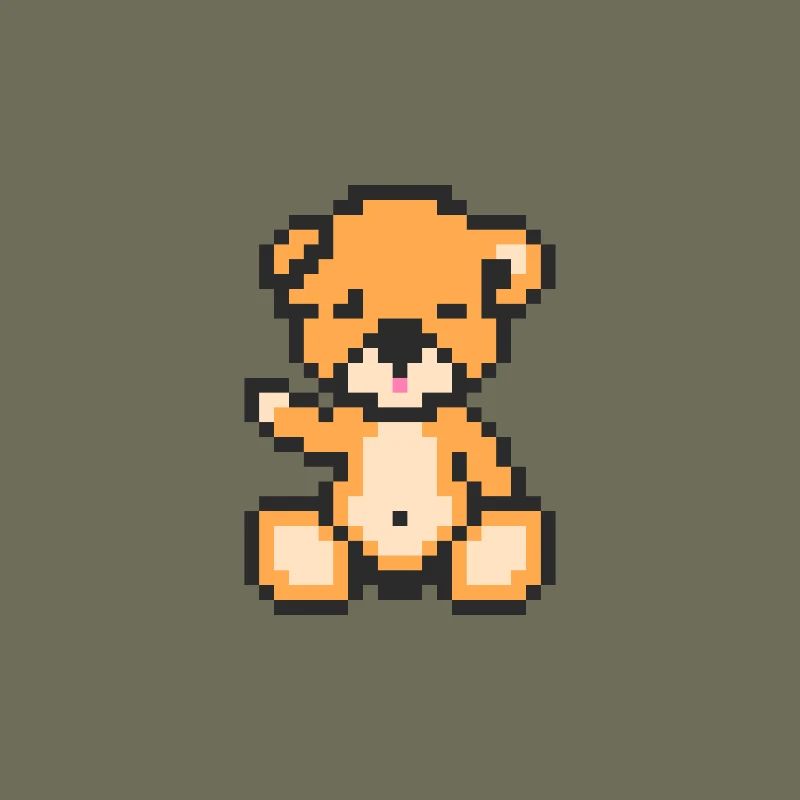 Pixel Bär Neon Orange