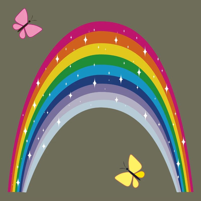 Rainbow with butterflies