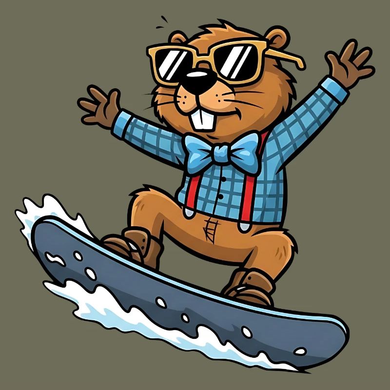 Cooler Snowboard Biber Comic Sonnenbrille